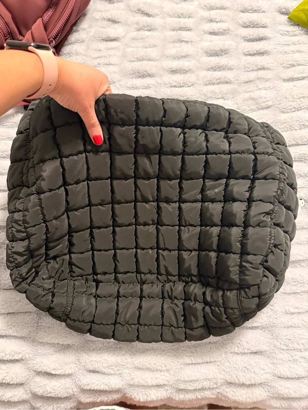 Free People Quilted Puffer Hobo Bag in Black